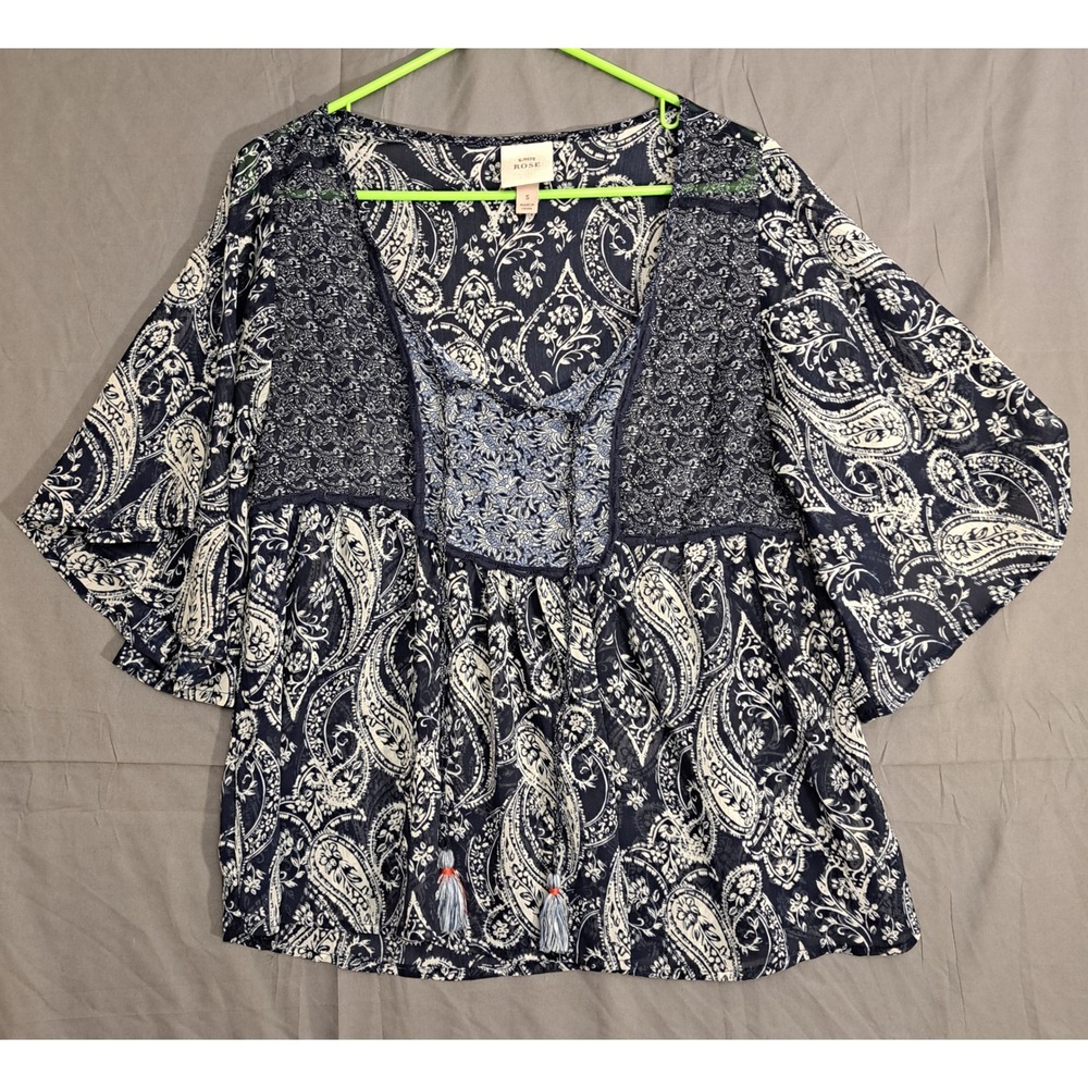 Knox Rose Blue White Floral Shirt Women's Size Small